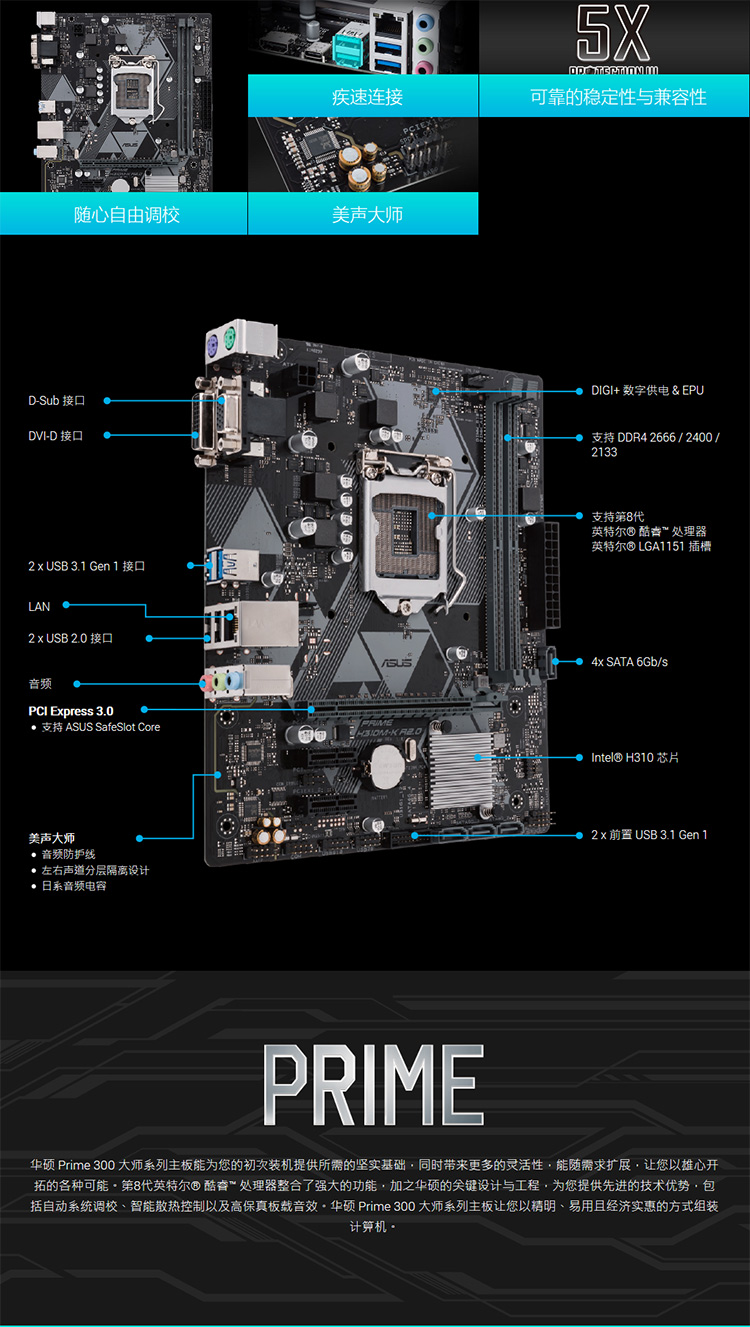 华硕(asus)prime h310m-k r2.