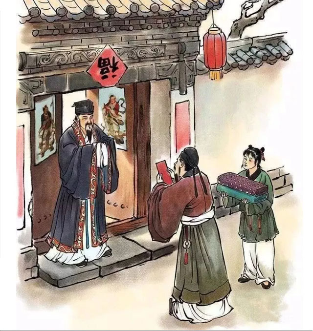 古人宅在家里过年大户人家要送拜年贴
