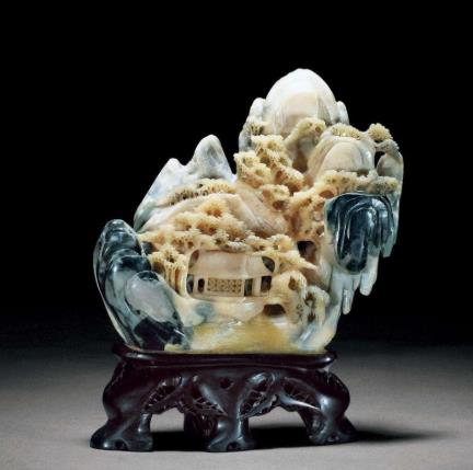 彫刻/オブジェクト専用 中国 玉石寿山石彫刻 雙耳活環 龍鈕蓋爐 三つ足