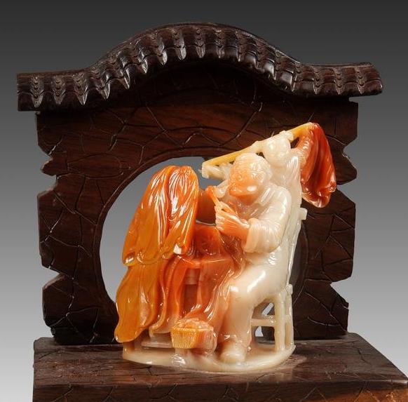 人気No.1 中国 玉石寿山石彫刻 山羊 置物 C R5121 置物 美術品