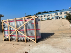大連喜科門業(yè)為大連京緯市政工程定制不銹鋼電動(dòng)伸縮門