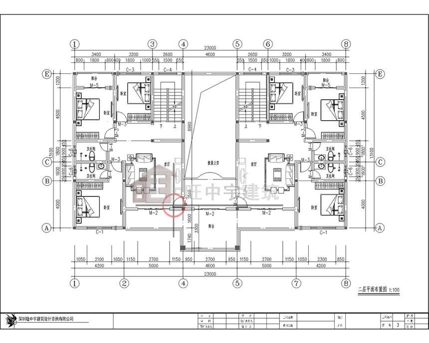 农村别墅双拼自建房二层平面图 农村别墅双拼自建房二层平面图