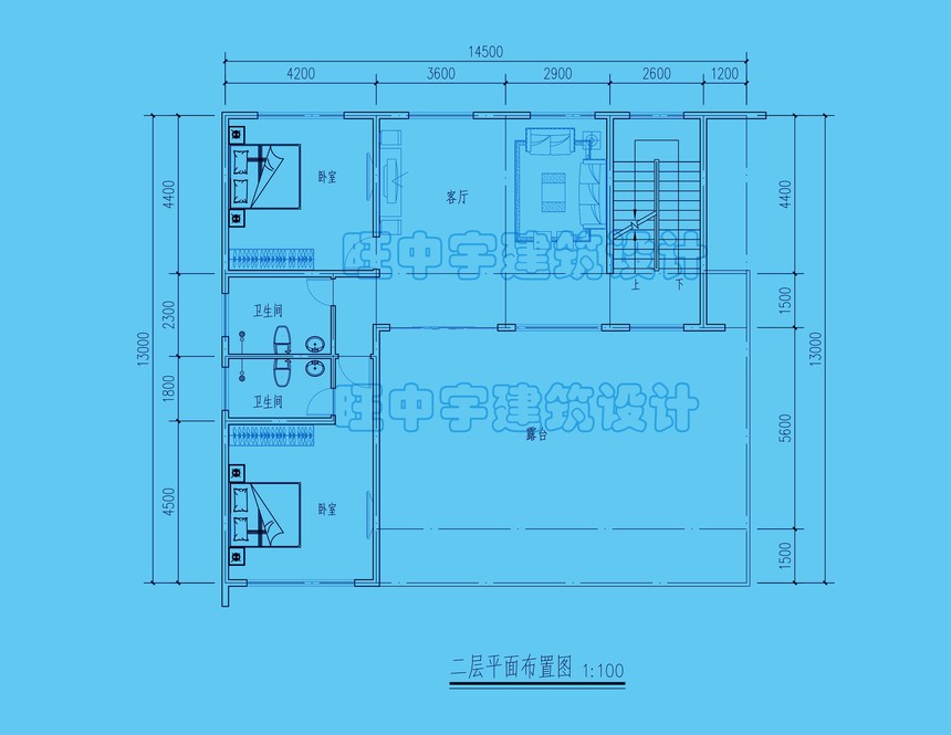現代款別墅二層平面圖