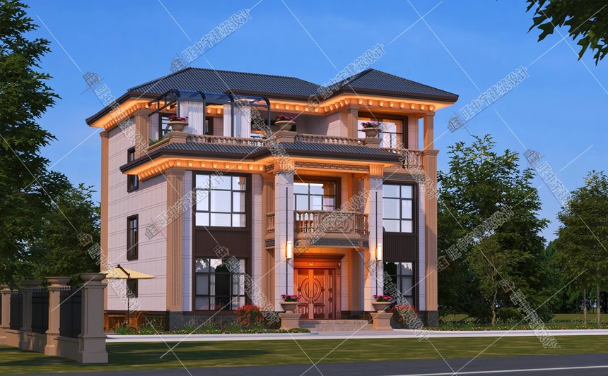 124x136米新中式农村别墅设计