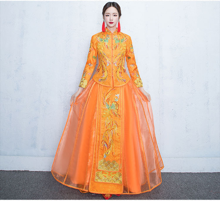 陈妍希秀禾服中式礼服古装嫁衣新娘敬酒服龙凤褂婚纱修身