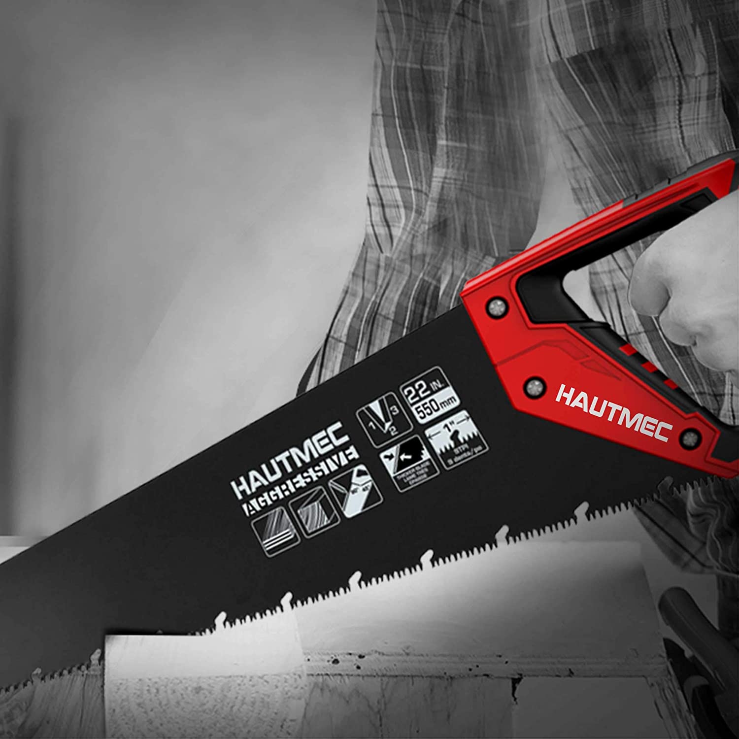 HAUTMEC 22" Quick Cutting Hand saw,9 TPI Induction Hardened Triple