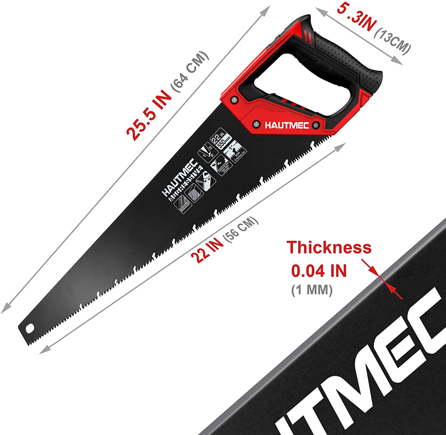 HAUTMEC 22" Quick Cutting Hand saw,9 TPI Induction Hardened Triple