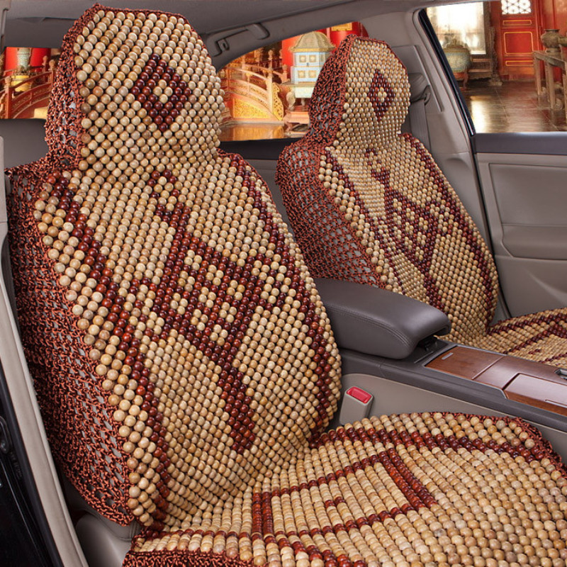金丝楠木串珠木珠汽车坐垫 红木车座套高端 手钩冰丝座垫