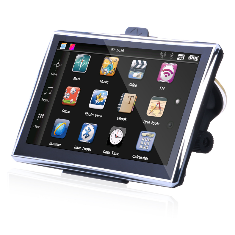 外贸出口高清7寸汽车便携式gps导航仪内置4g容量支持36国语言