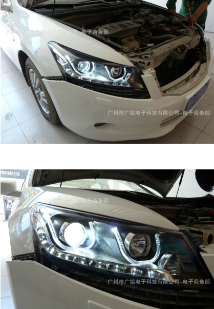 雅阁大灯总成 雅阁八代氙气大灯总成 u行天使眼led泪眼大灯改装