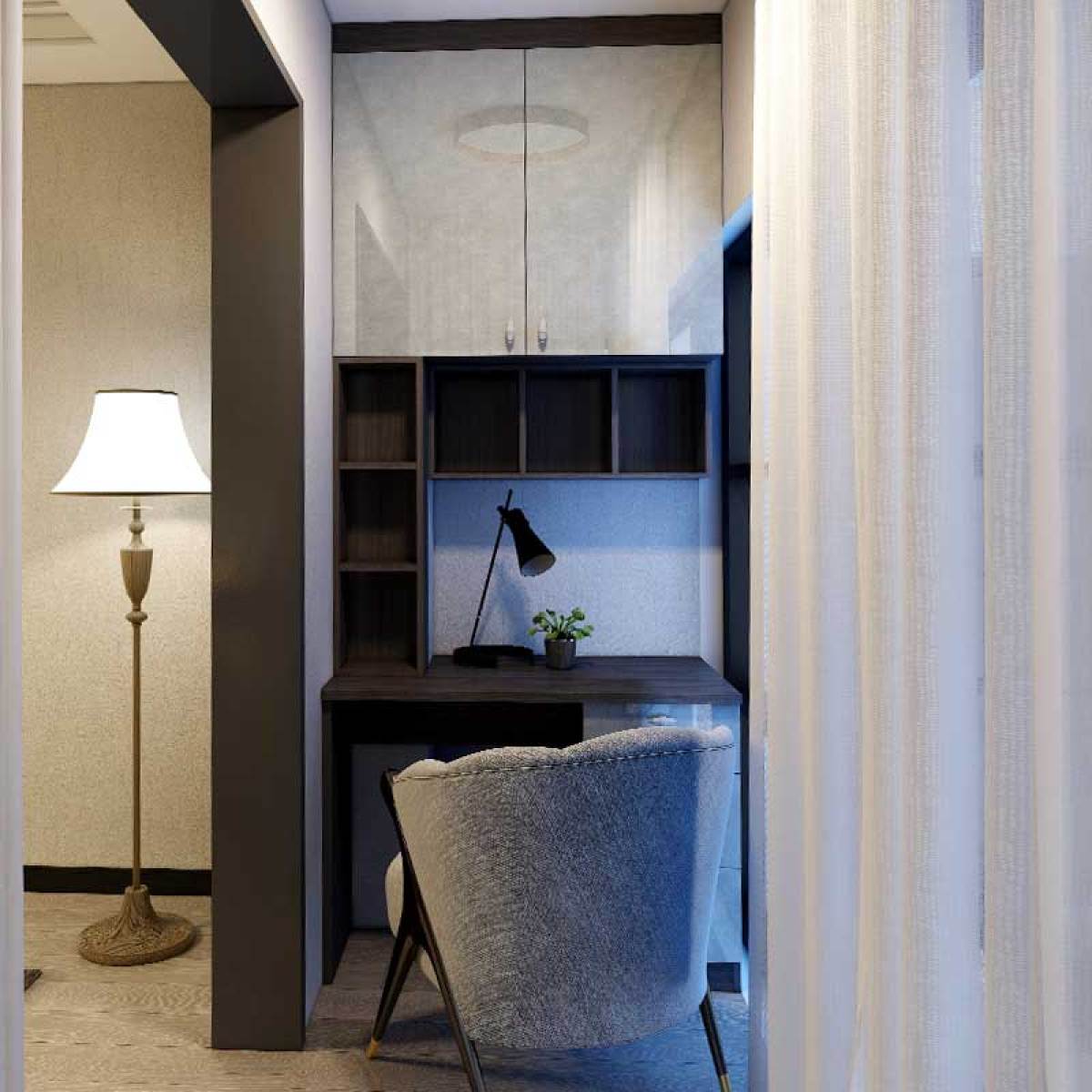 阳台空间 轻奢风格 阳台书柜￥3010