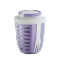 Fruit Salad Cup with Lid Plastic Cups with Lids and Forks Double Wall Plastic Cup for Picnic