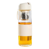 450 ml Silicone Sleeve Anti Hot Glass Water Bottle with Tea Infuser Tea Drinkware