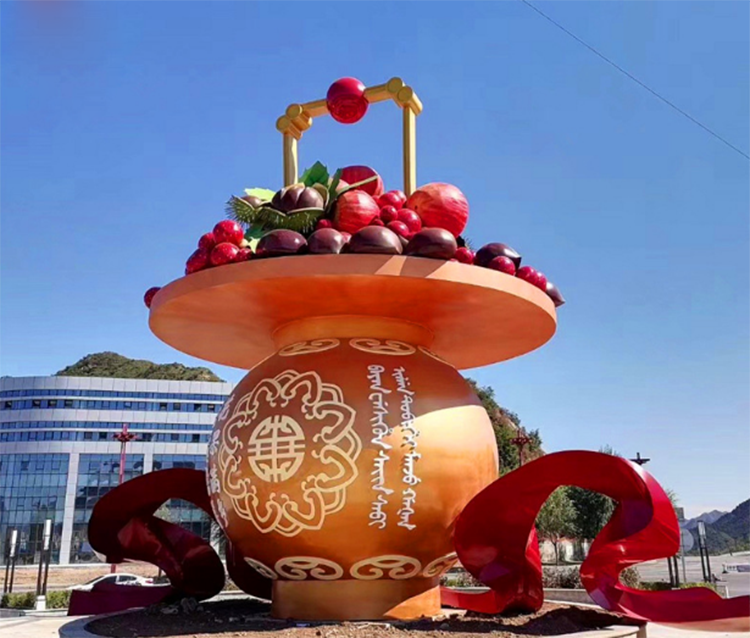 不锈钢花篮雕塑