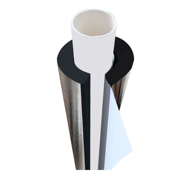 橡塑管开口自粘橡塑保温棉水管防冻加厚隔热材料室外管道太阳能铝箔管