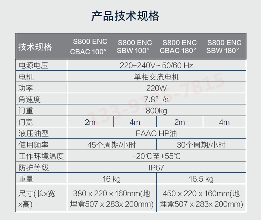 FAAC新品介绍-液压交流地埋式开门机S800ENC