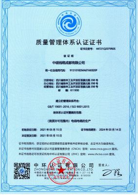 質(zhì)量管理體系認(rèn)證證書(shū)