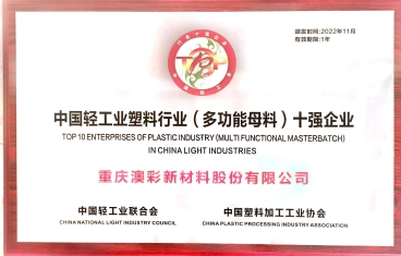 中國(guó)輕工業(yè)塑料行業(yè)十強(qiáng)企業(yè)