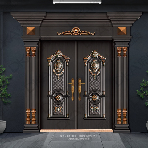 dk-7052(原黑铜修金 正凸)-缔康定制别墅大门