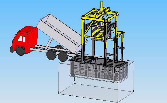 散装垃圾往垂直式垃圾压缩站卸料 散装垃圾往垂直式垃圾压缩站卸料