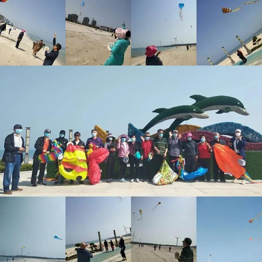 香庭业主拥抱自然,蓝天碧海间放飞纸鸢