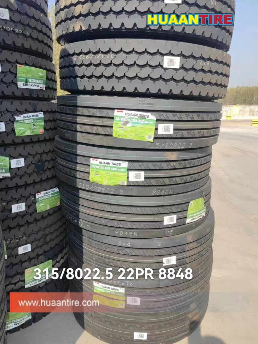 Huaan tire 315/80R22.5 22PR 8848 for EU market with 200% loading capacity