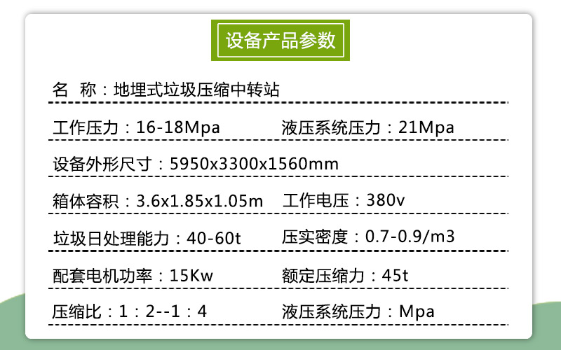 農村水平垃圾站壓縮裝置 舉升式垃圾轉運站壓縮機