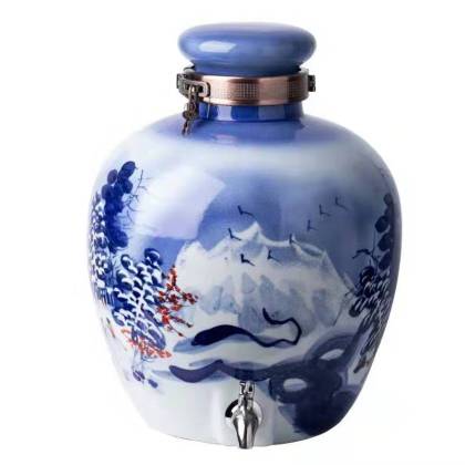 西夏国酒天蓝色雪景图酒坛20斤装