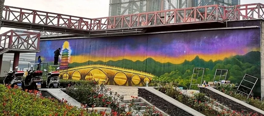 涂鸦桥_西安本视墙绘14年专注陕西西安墙体彩绘-手绘墙_文化墙壁画