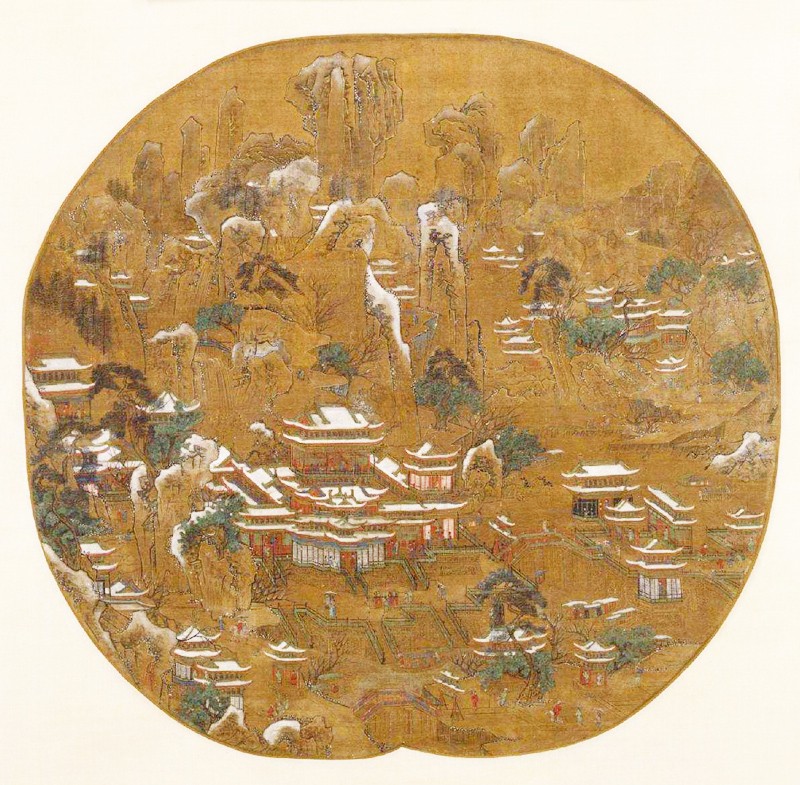 【唐】佚名 京畿瑞雪图 绢本设色 42.7cm×45.2cm 故宫博物院藏