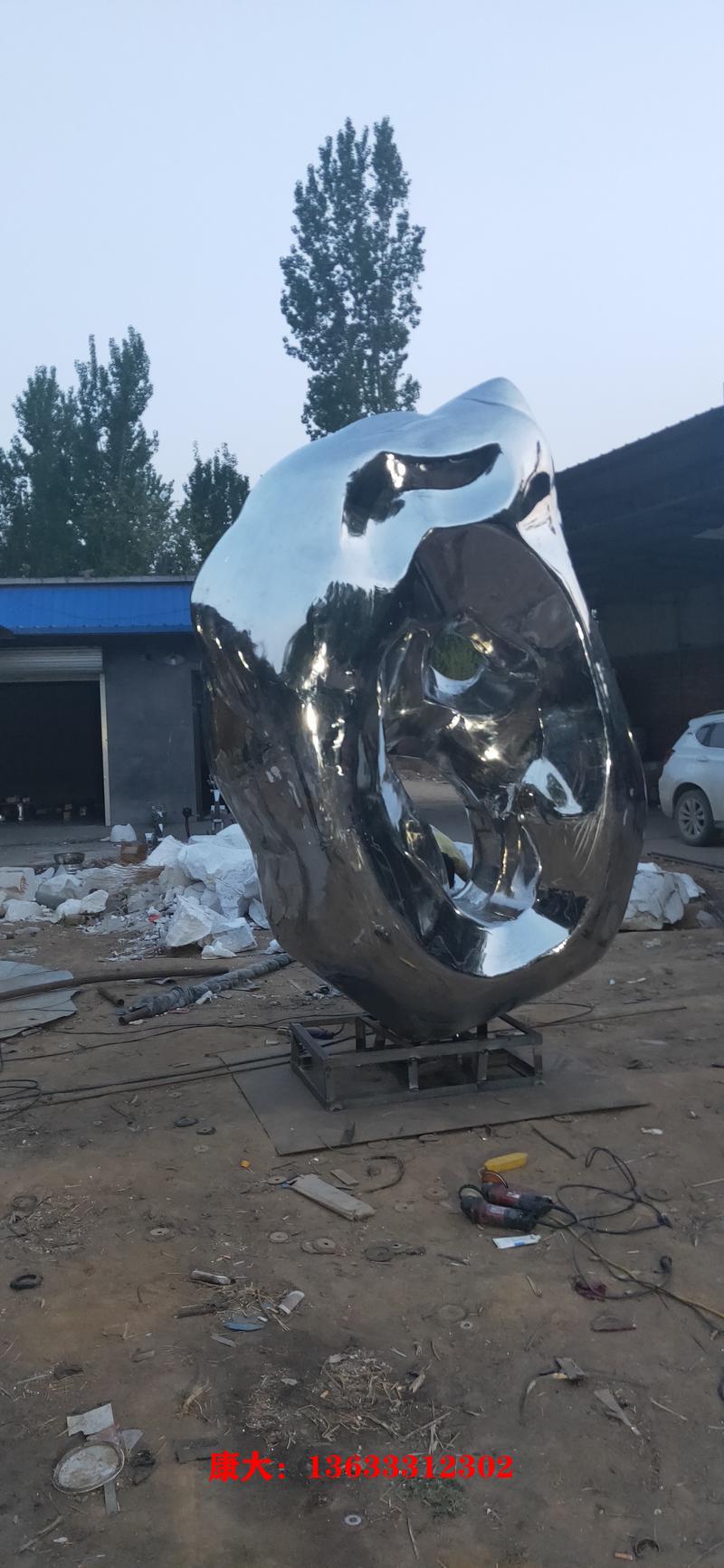 不锈钢镜面石雕塑城市景观雕塑户外摆件