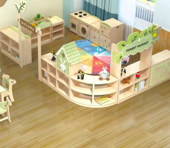 幼儿园玩具收纳储物柜书架儿童实木区角组合柜蒙氏教具柜