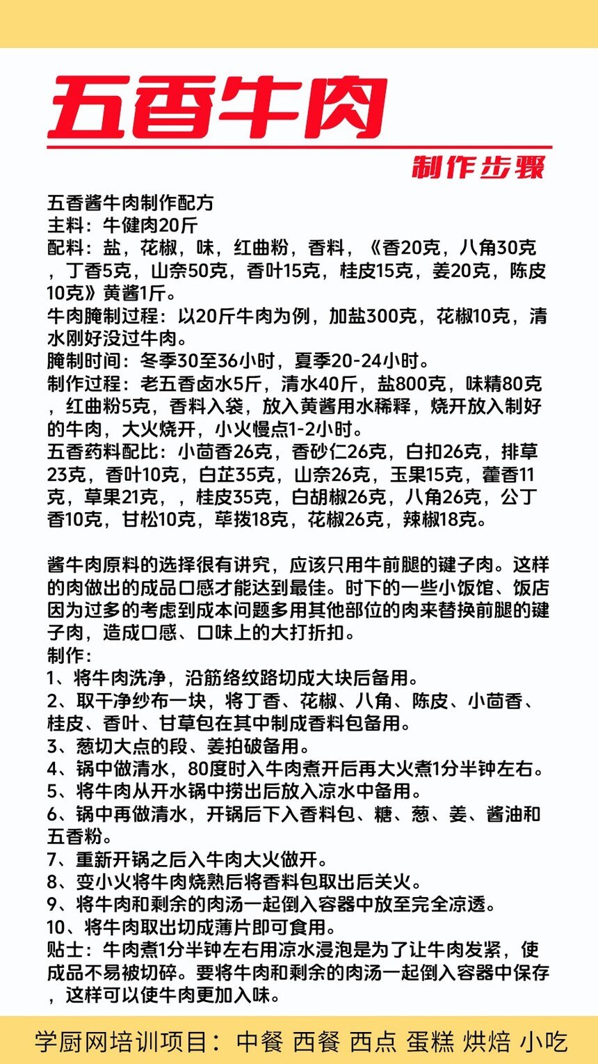 五香牛肉技术培训课程(五香牛肉技术培训流程) 五香牛肉技术培训课程(五香牛肉技术培训流程)