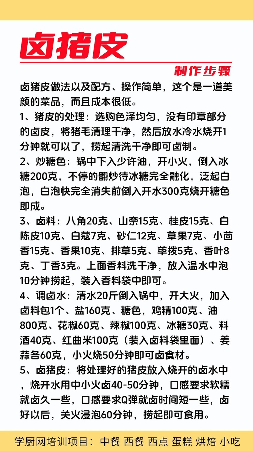 卤猪皮技术培训课程(卤猪皮技术培训流程) 卤猪皮技术培训课程(卤猪皮技术培训流程)