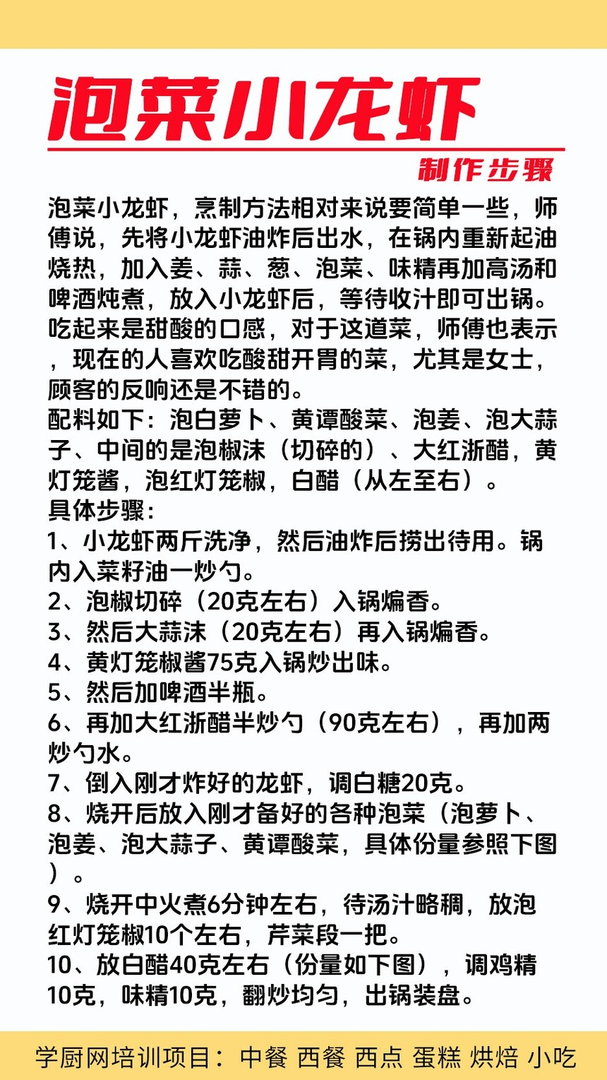 泡菜小龙虾技术培训课程(泡菜小龙虾技术培训流程) 泡菜小龙虾技术培训课程(泡菜小龙虾技术培训流程)
