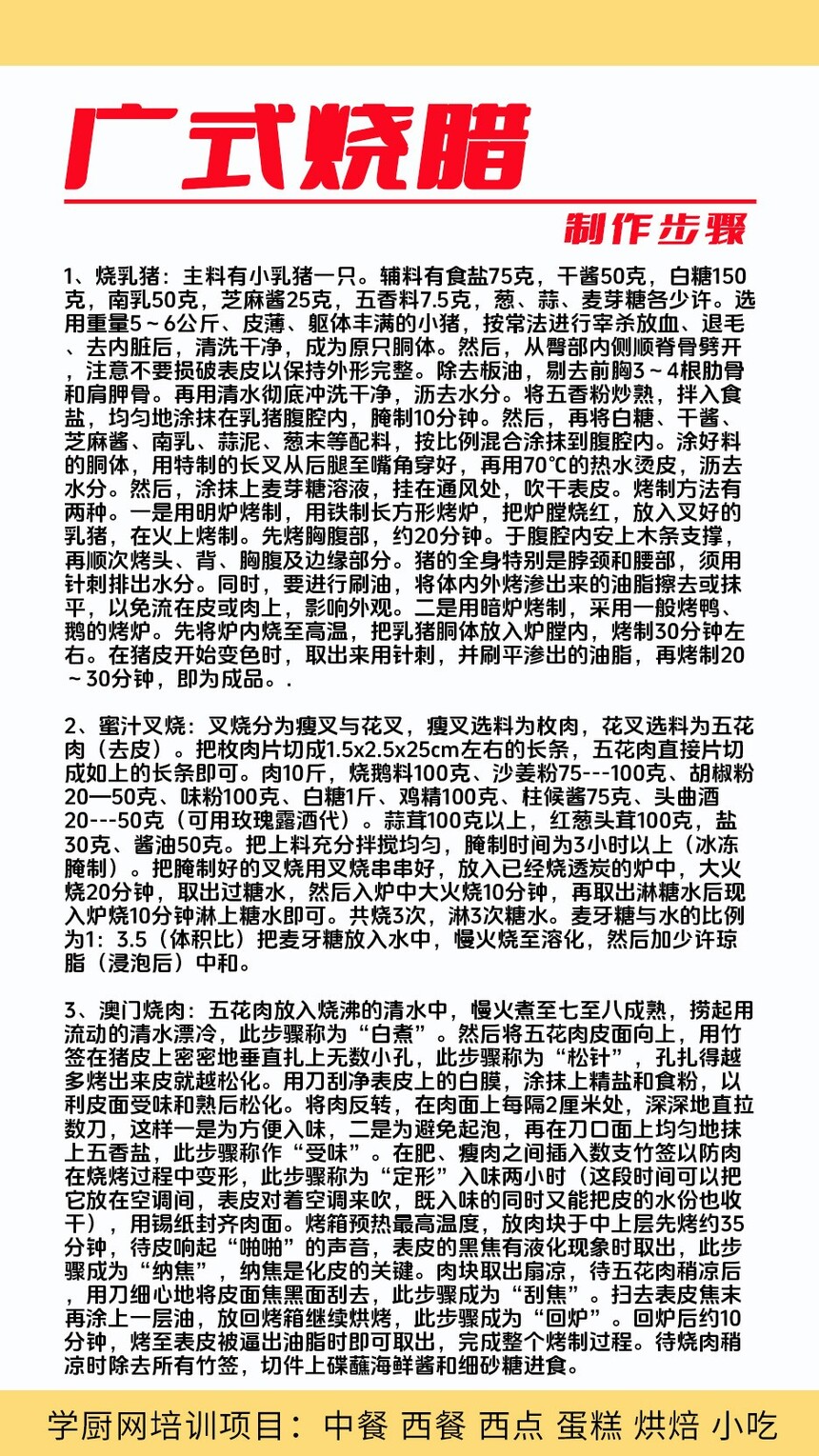 广式烧腊技术培训课程(广式烧腊技术培训流程) 广式烧腊技术培训课程(广式烧腊技术培训流程)