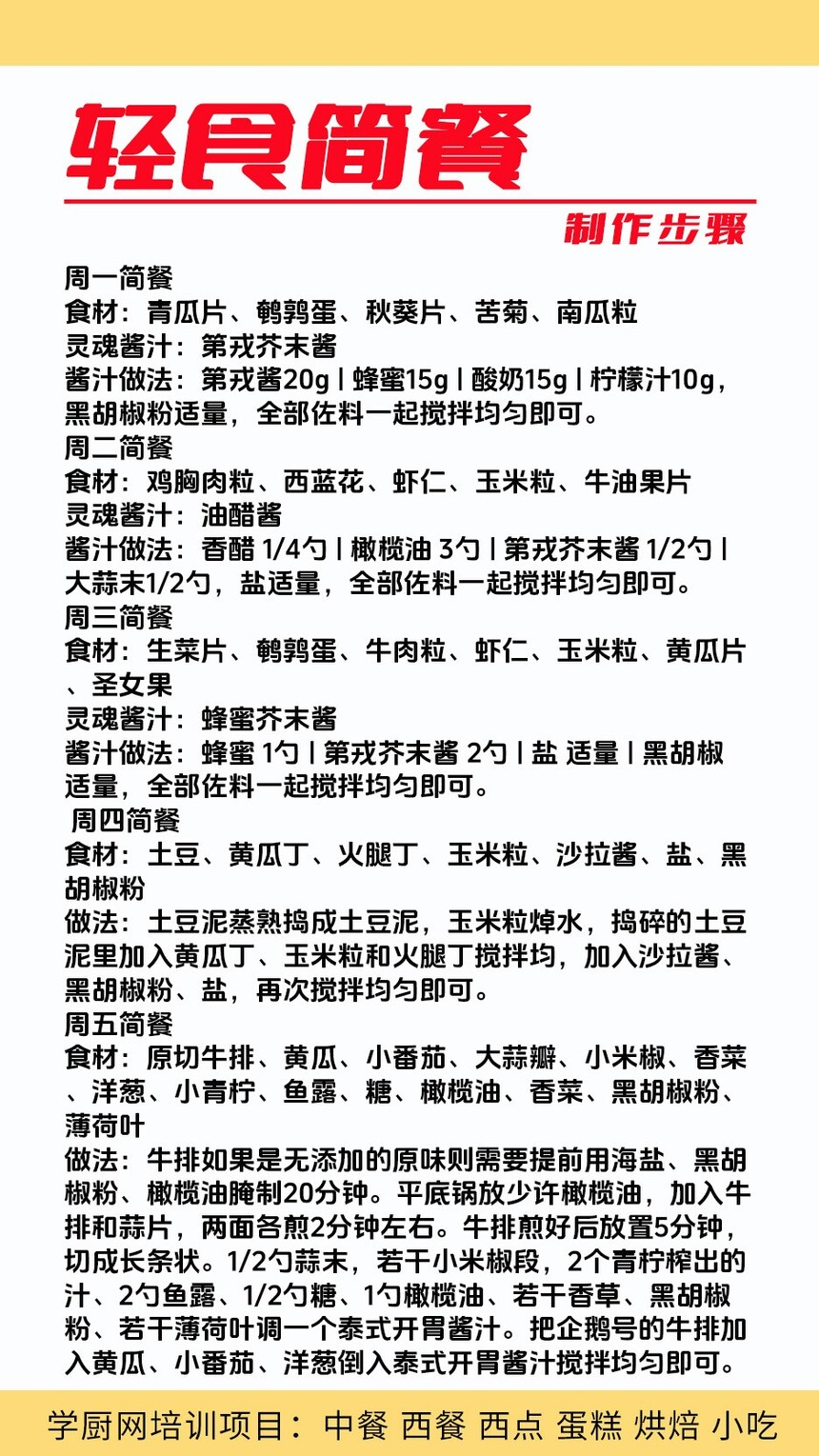 轻食简餐技术培训课程(轻食简餐技术培训流程) 轻食简餐技术培训课程(轻食简餐技术培训流程)