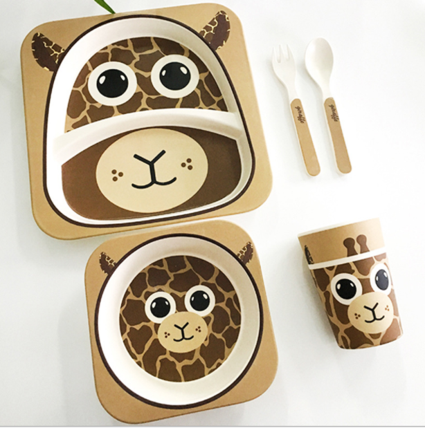 creative little bee bamboo fiber childrens tableware five piece