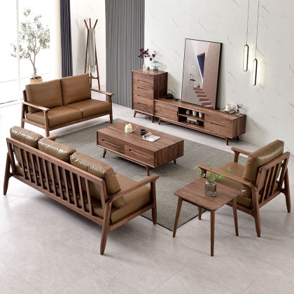 ht4104-黑胡桃木沙发 新中式客厅民宿实木家具定制 大艺家居-广东省