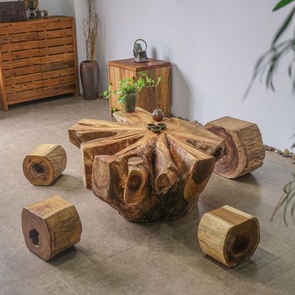 zm1113-香樟木茶桌 原生态实木茶室民宿家具定制 大艺家居-广东省大艺