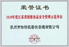 2020年度江蘇省團餐食品安全管理示范單位