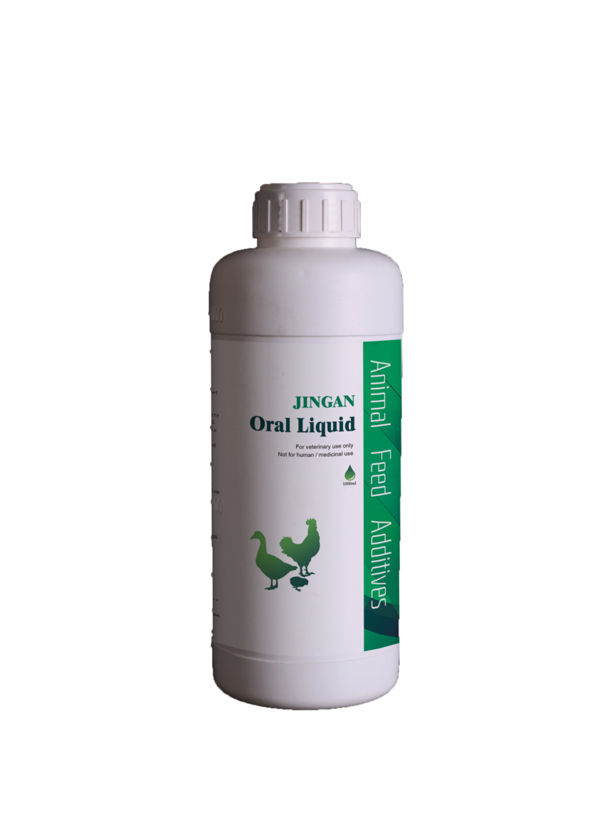 A bottle of oral liquid produced by Jinhai Pharmaceutical for ND in chickens