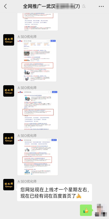 众诚鑫公司武汉网站推广合作客户效果反馈展示