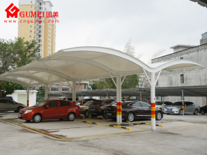 雙飄膜結構車棚