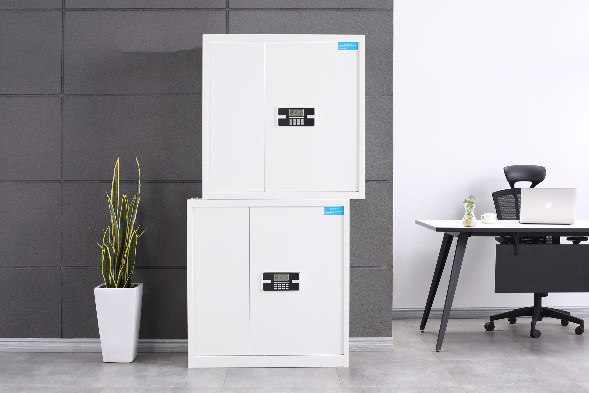 密码锁分体双节保密柜灰白4
