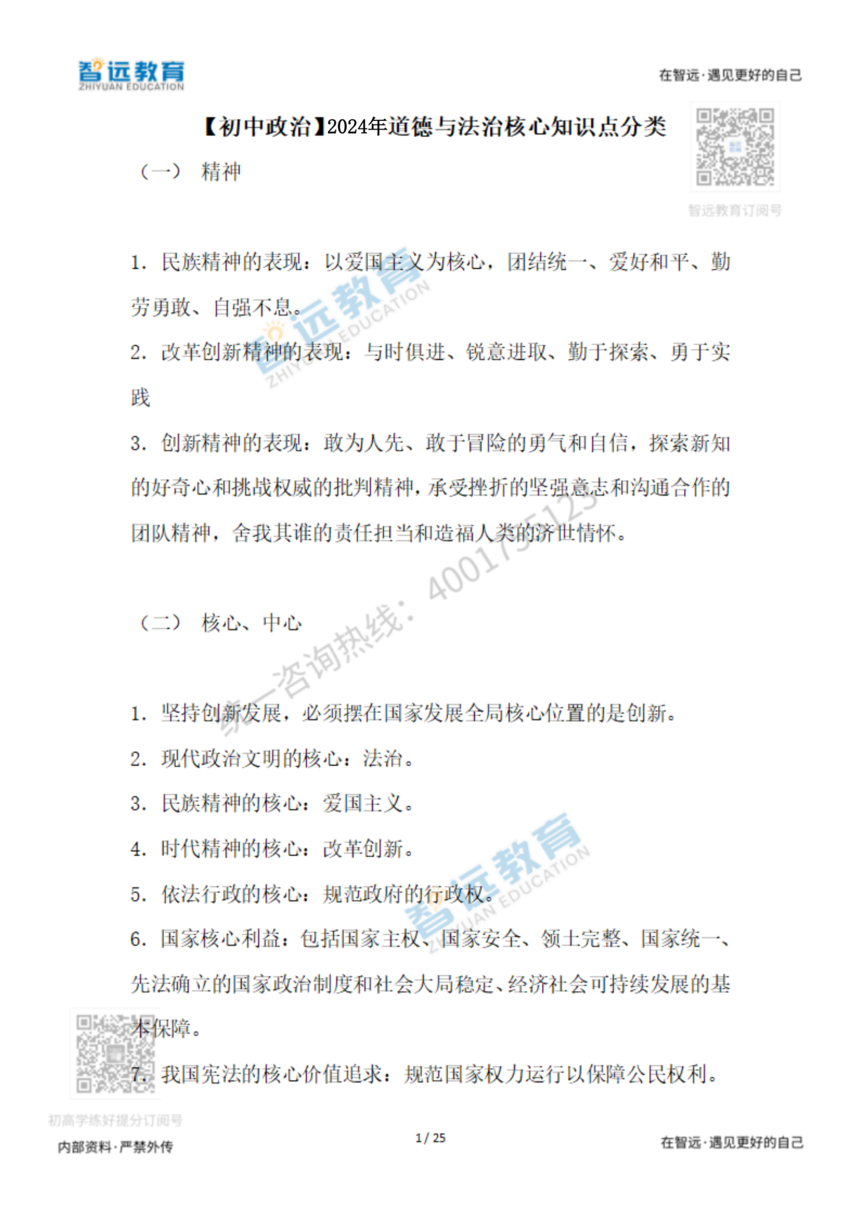 【初中政治】2022道德与法治核心知识点分类，老师都说好！！_分享版_00.png