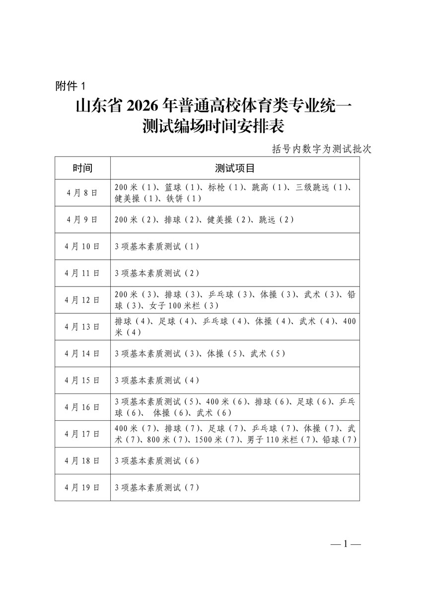 1775039861675367.jpg 山东省2026年普通高校体育类专业统一测试编场时间安排表(2)_01.jpg