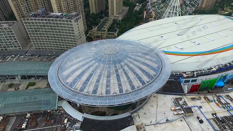 江苏弘阳广场中庭etfe膜结构工程_上海豪翼钢结构工程有限公司