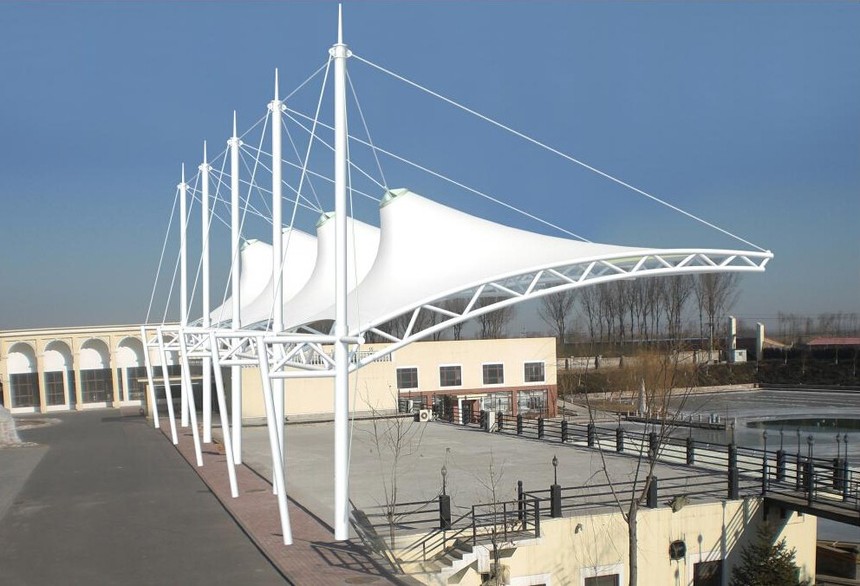 膜结构车棚 停车棚 帽顶 平顶 车棚 欢迎咨询400-728-9963_上海豪翼钢