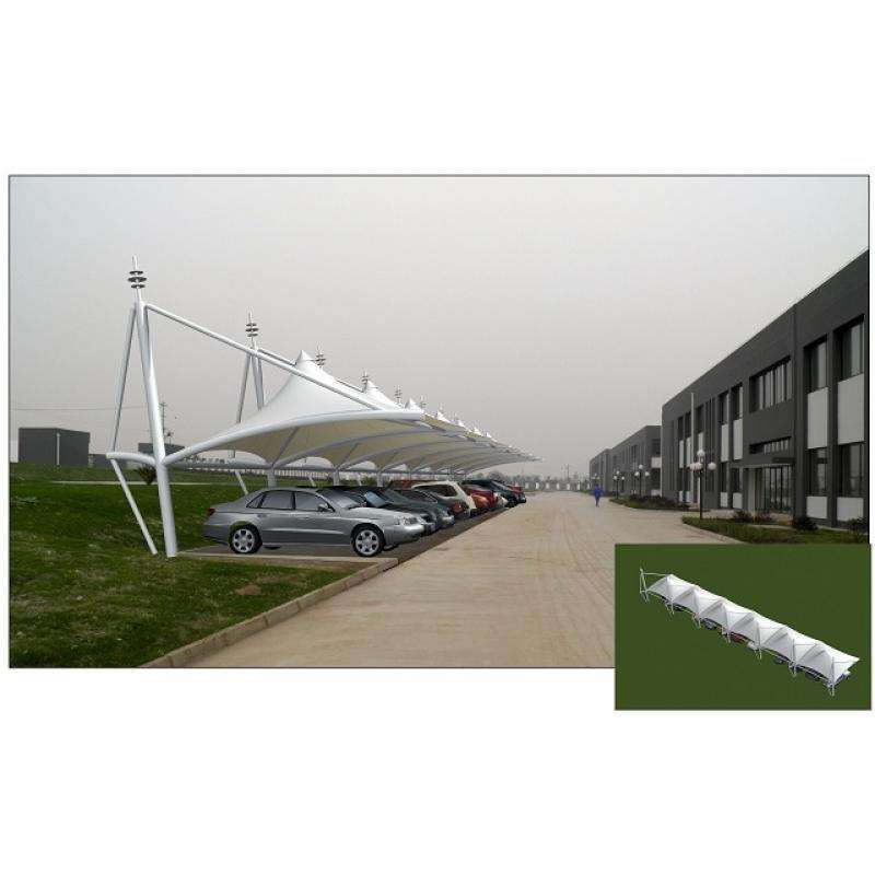 帽顶膜结构停车棚七字雨棚钢结构电动车棚_上海豪翼钢结构工程有限